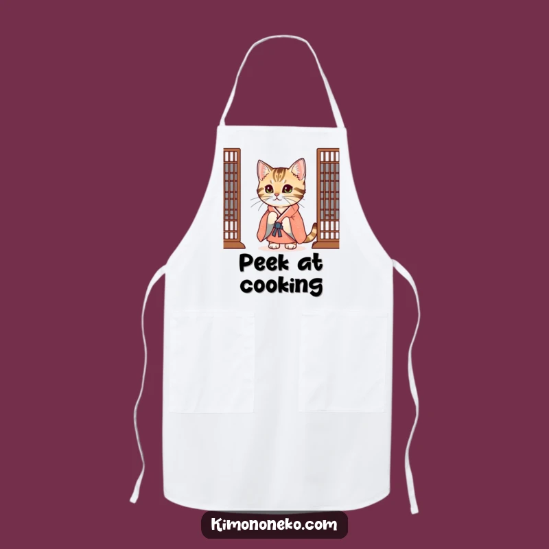 Funny Tabby Cat Kimono Apron: Peek-a-Chef, Kitchen Intrigue, Fun Cooking Gift