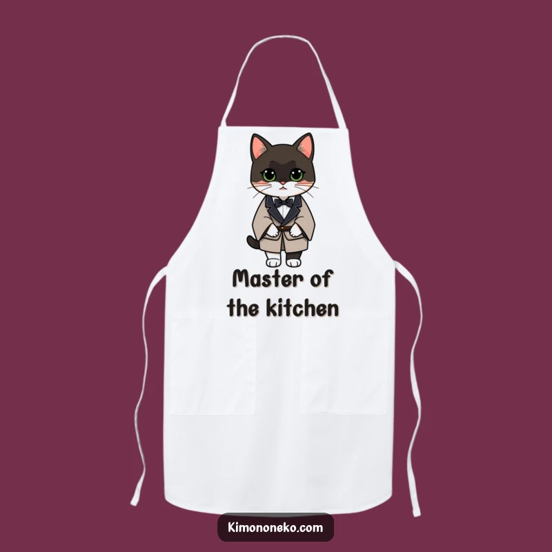 Funny Tuxedo Cat Kimono Apron: Cook with Classy Humor!