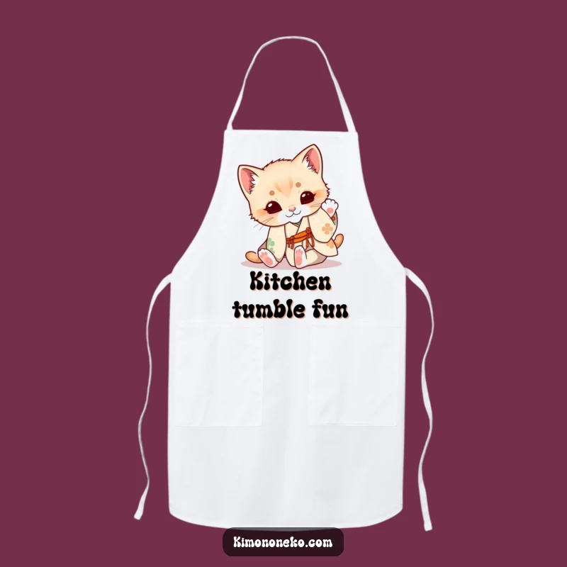 Funny Kitten Kimono Apron: Playful Chef, Cute Kitchen Helper, Fun Cooking Gift