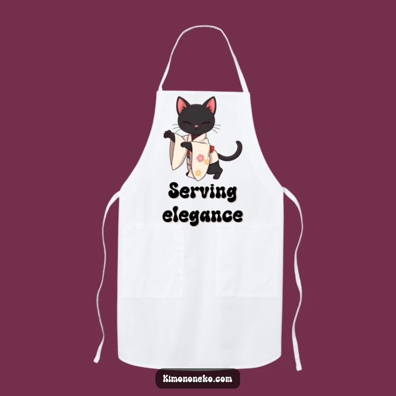 Funny Kawaii Black Cat Kimono Apron: Cook with Sleek Grace and Style