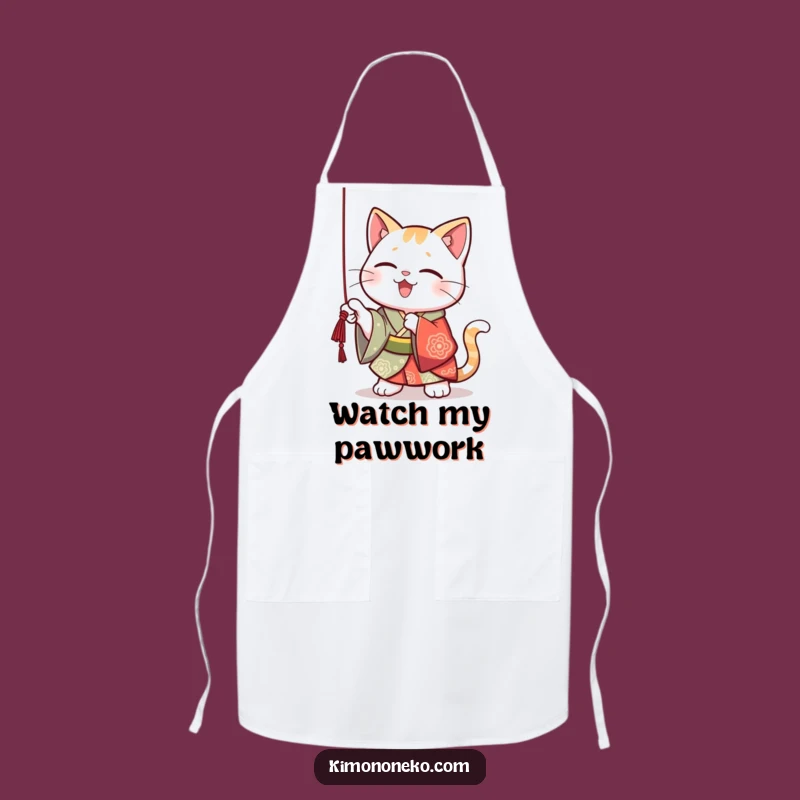 Funny Kawaii Cat Kimono Apron: Playful Chef Gear, Hilarious Kitchen Gift