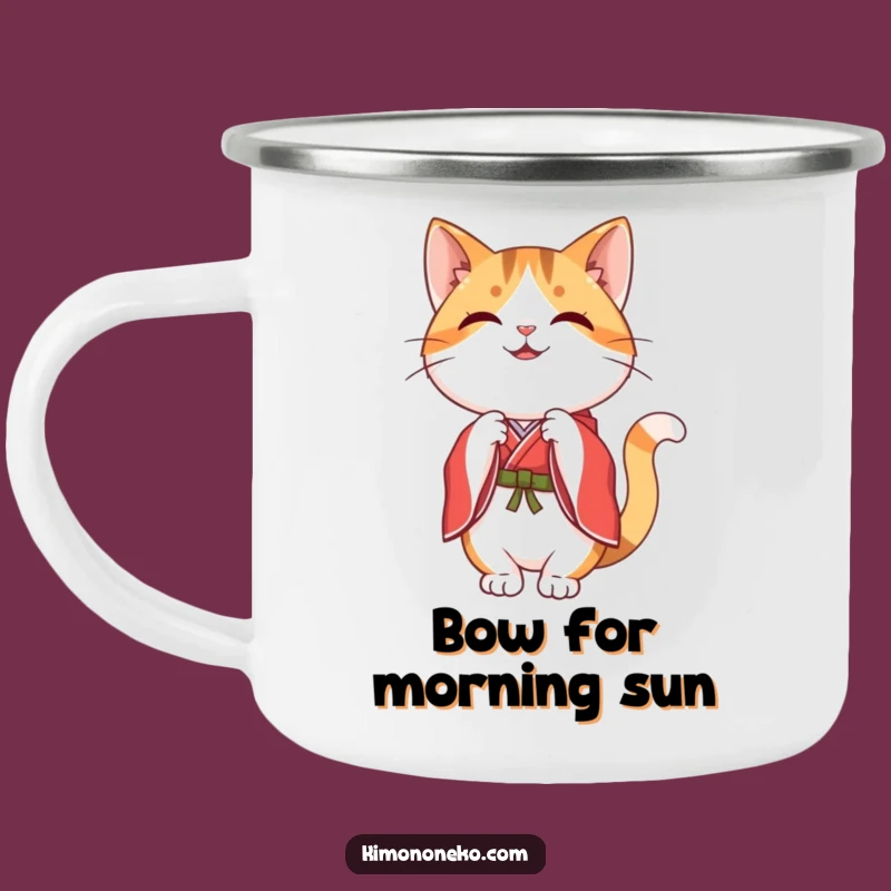 Adventure Ready Funny Kawaii Cat Camping Mug - Graceful Bow