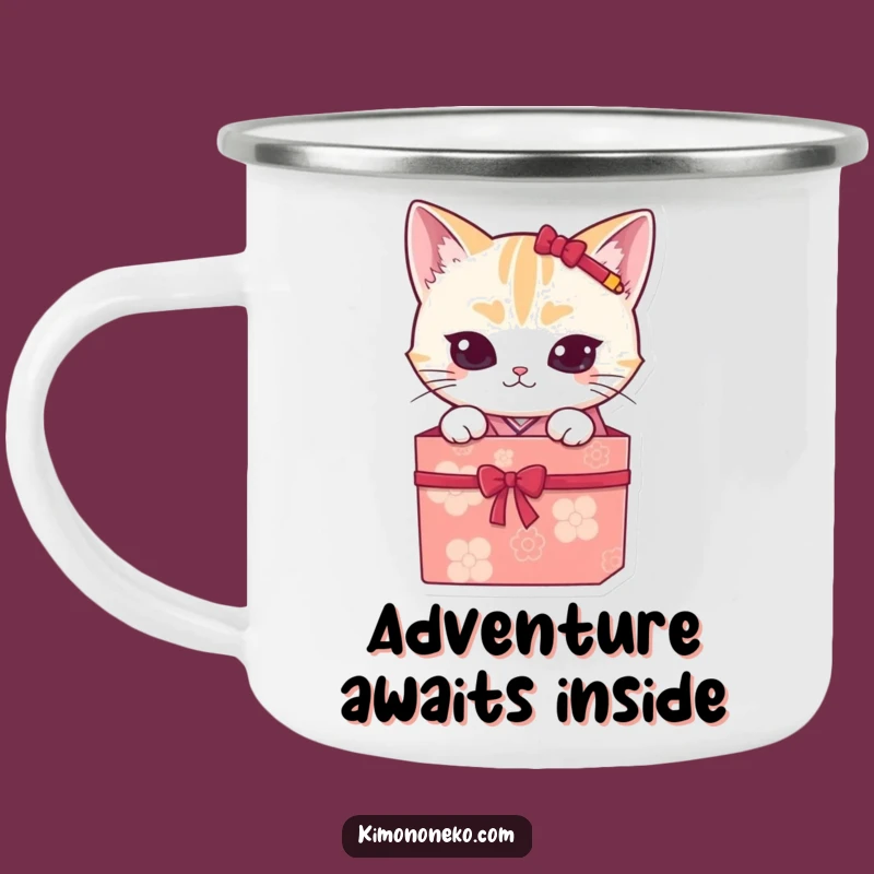 Adventure Ready Funny Kawaii Cat Kimono Mug - Campfire Laughs!