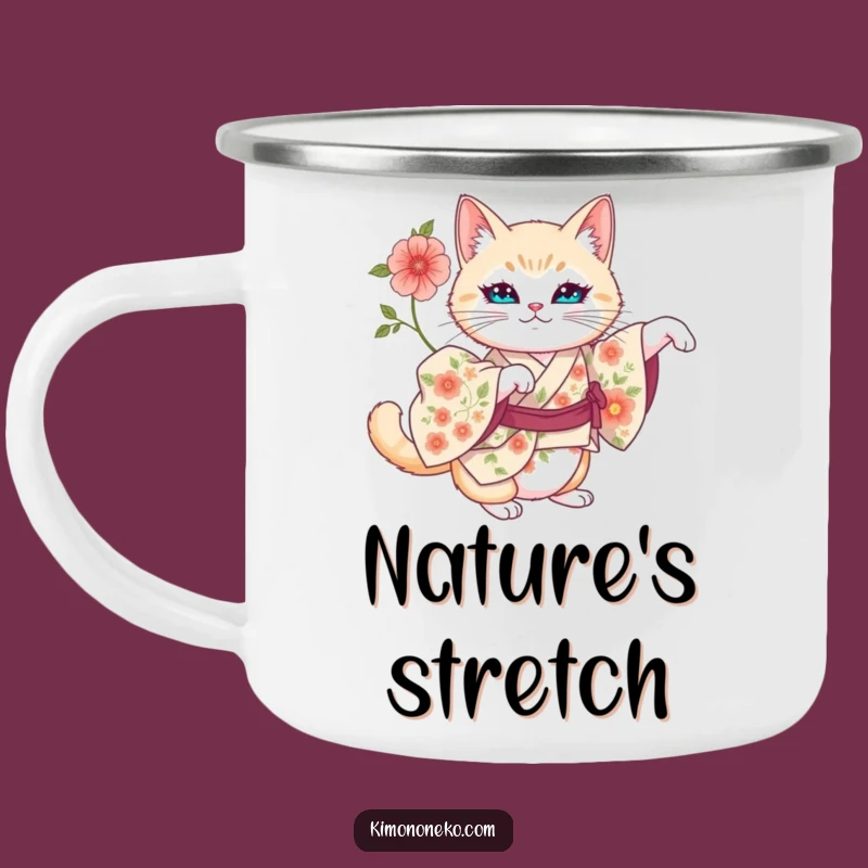 Funny Artistic Cat Kimono Camping Mug: Regal Sips Outdoors