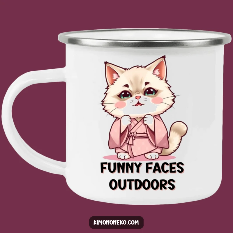 Funny Kawaii Ragdoll Cat Face Mug - Outdoor Anime Adventure