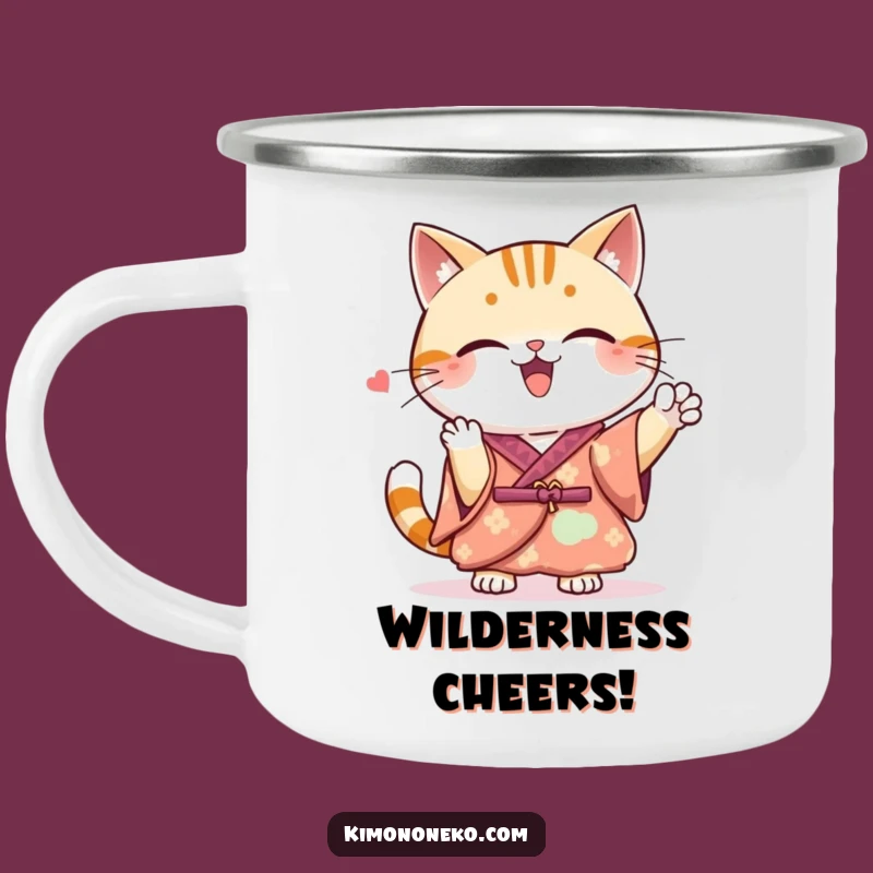 Funny Kawaii Cat Cheer Camping Mug: Spirited Kimono Cup, Best Funny Gift