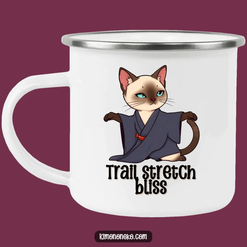 Funny Siamese Cat Kimono Camping Mug: Elegant Outdoors, Sleek Companion Gift