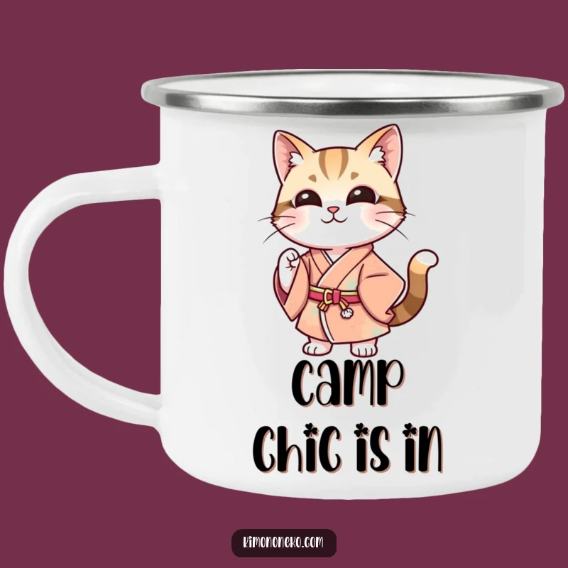 Funny Stylish Cat Kimono Camping Mug - Adventure with Attitude