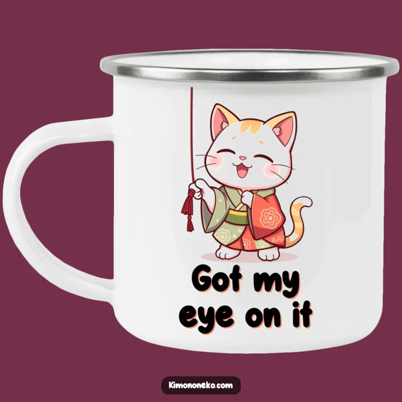 Funny Kawaii Cat Kimono Camping Mug: Playful Outdoor Sip, Unique Funny Gift