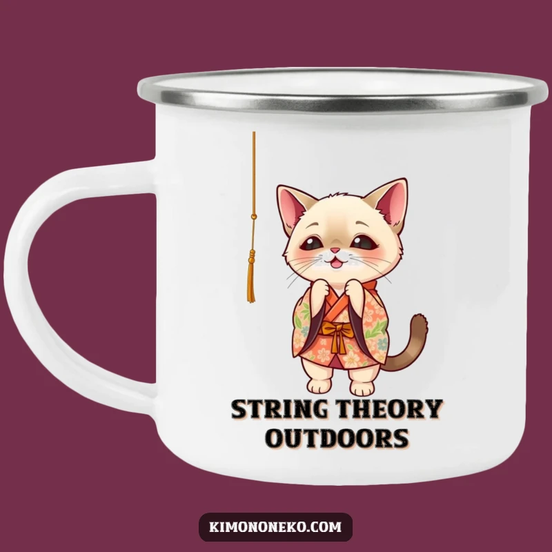 Funny Siamese Cat Kimono Camping Mug: Rugged Kawaii Oriental Cat Outdoor Fun