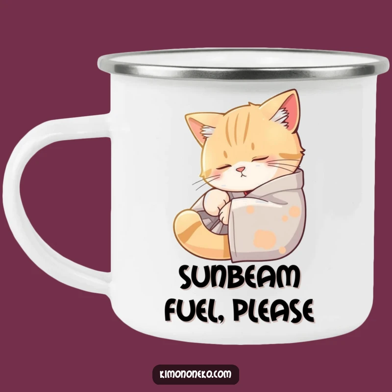 Funny Sleepy Cat Kimono Camping Mug - Cozy Cat Nap Outdoor Gift