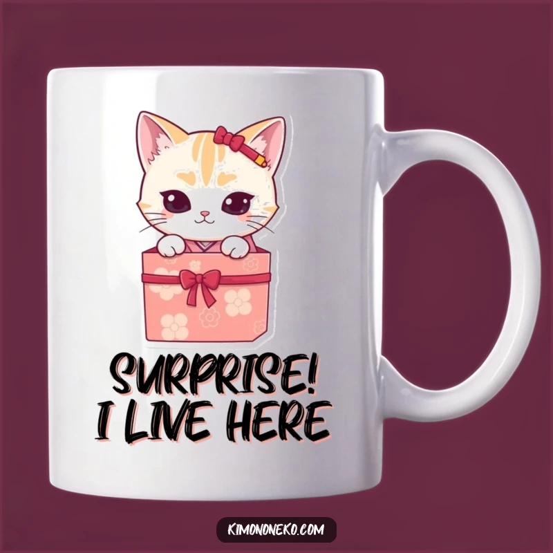 Funny Kawaii Cat Kimono Gift Box Mug - Perfect Surprise Gift!