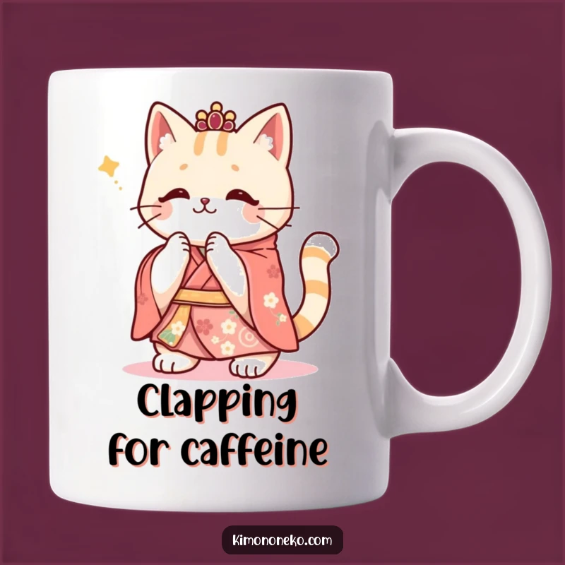Funny Kawaii Cat Kimono Mug: Festive Cheers, Celebration Funny Gift
