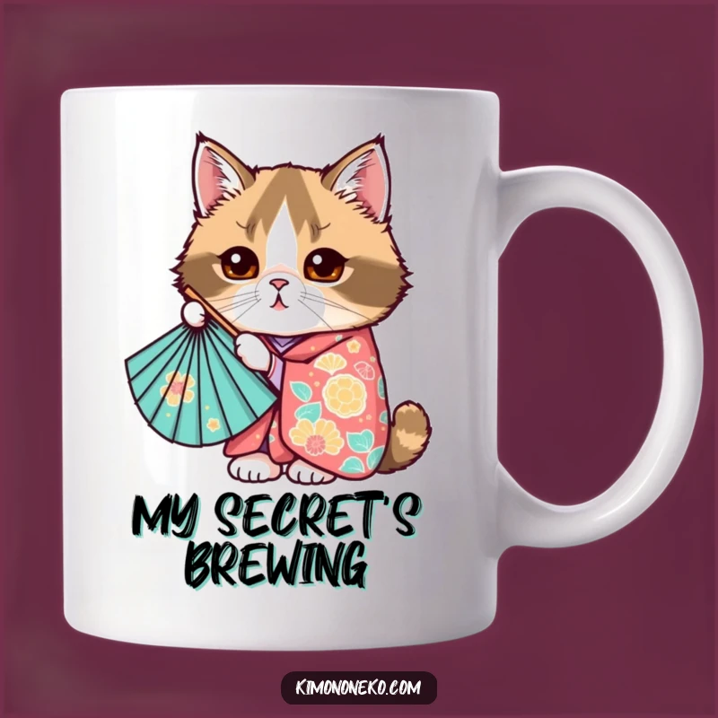 Funny Kawaii Scottish Fold Cat Fan Peek Mug - Cute Anime Gift
