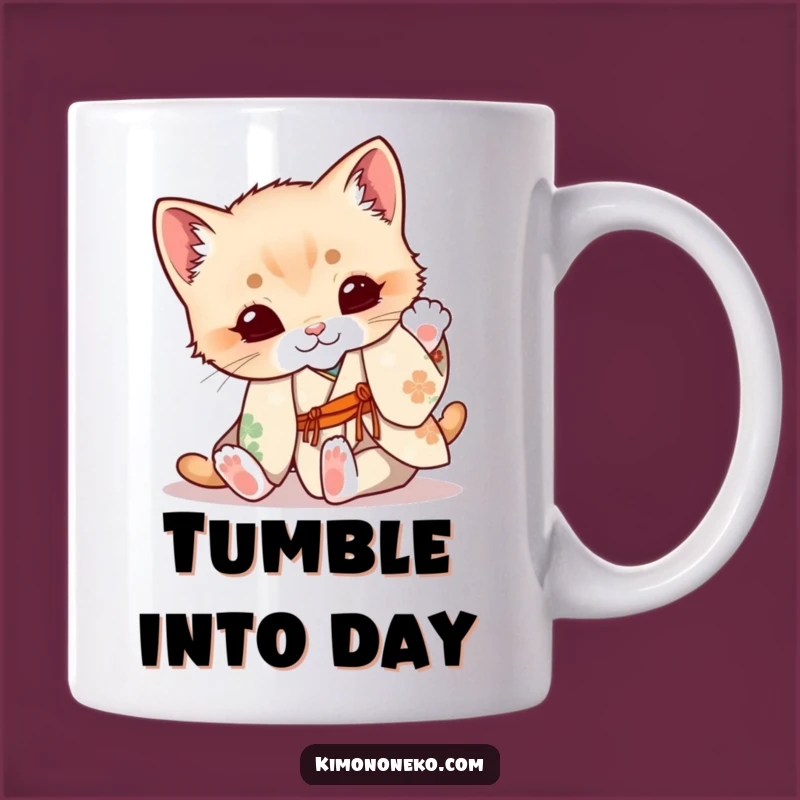 Funny Kitten Kimono Mug: Playful Tumble, Cute & Joyful, Perfect Gift