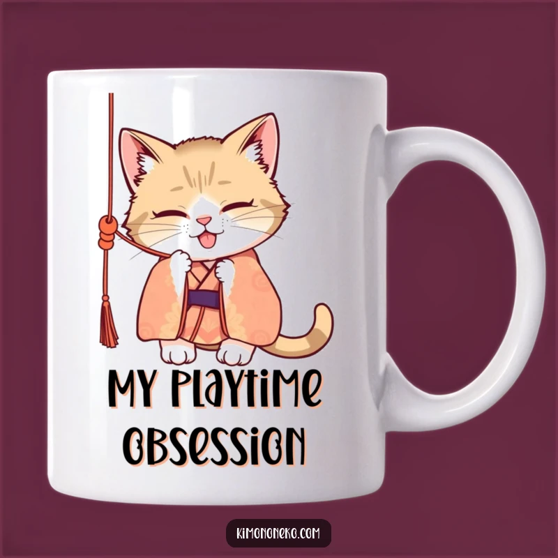 Funny Mischievous Cat Kimono Batting Silk Cord Mug - Perfect Gift