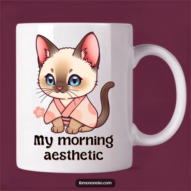 Funny Siamese Cat Kimono Mug: Curious Feline Art, Perfect Humorous Gift