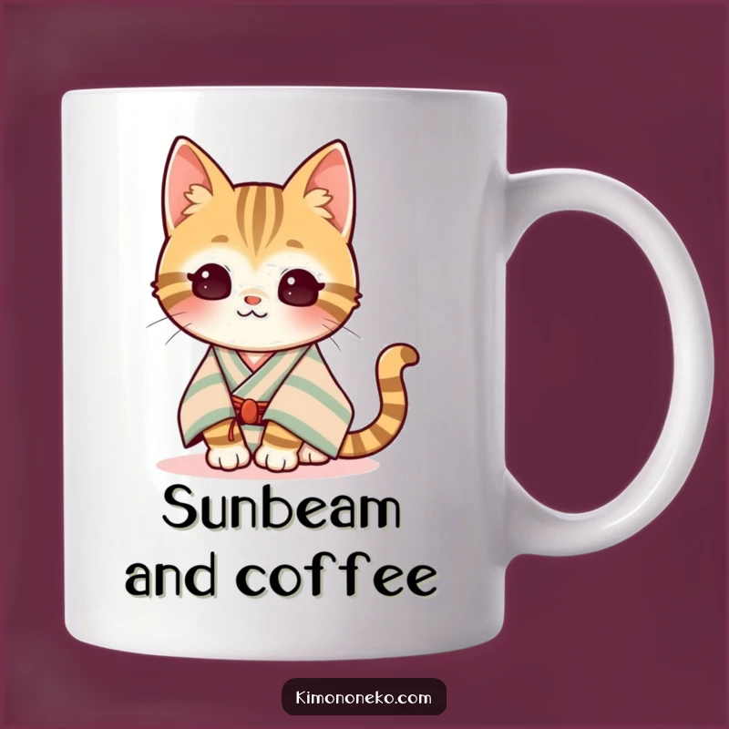 Funny Kawaii Tabby Mug: Content Cat Basking in Sun Gift
