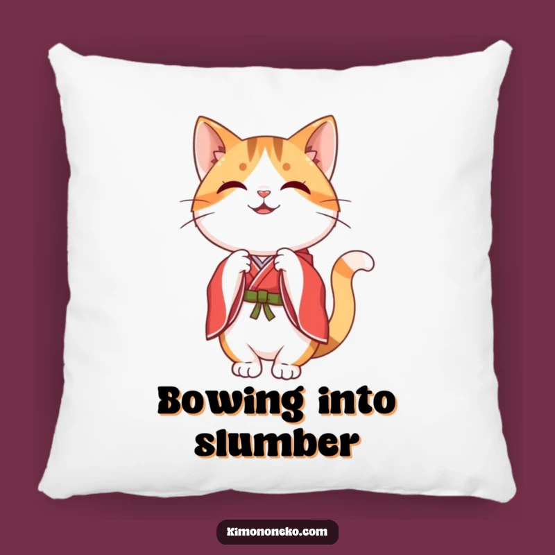 Comforting Funny Kawaii Calico Cat Pillow - Graceful Bow Decor
