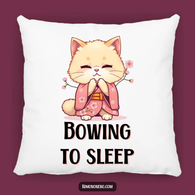 Funny Bowing Cat Kimono Pillow: Cozy Fluffy Feline Comfort, Perfect Funny Gift for Serenity