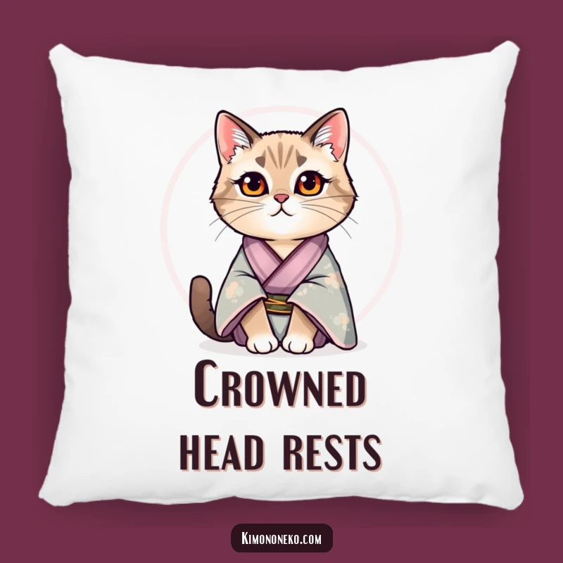 Funny Cat Kimono Pillow: Regal Kitty Silk Pride - Luxurious Comfort