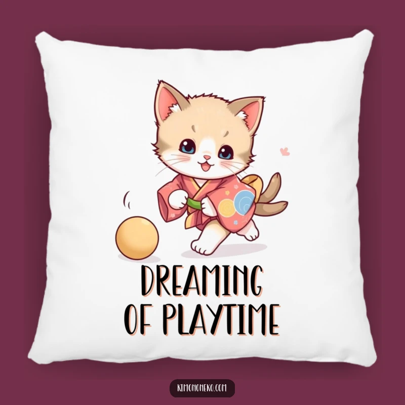 Funny Playful Kitten Kimono Pillow: Cozy Energetic Feline Comfort, Perfect Funny Gift for Fun