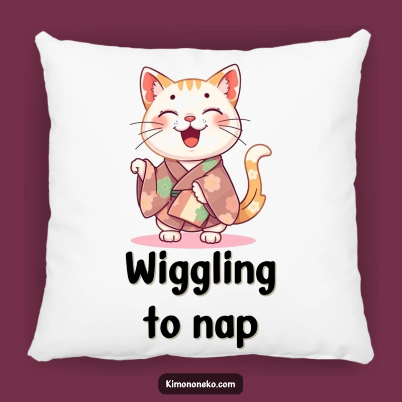 Funny Happy Cat Kimono Pillow - Cuddle Up with Pure Joy!