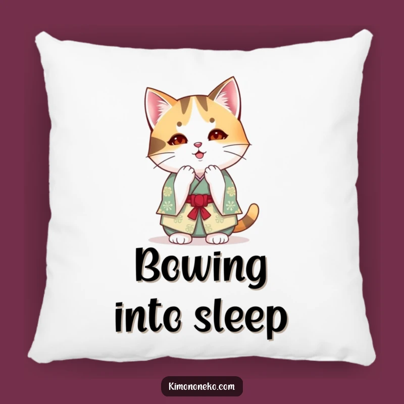 Funny Kawaii Calico Cat Kimono Pillow: Polite Comfort & Anime Charm Gift