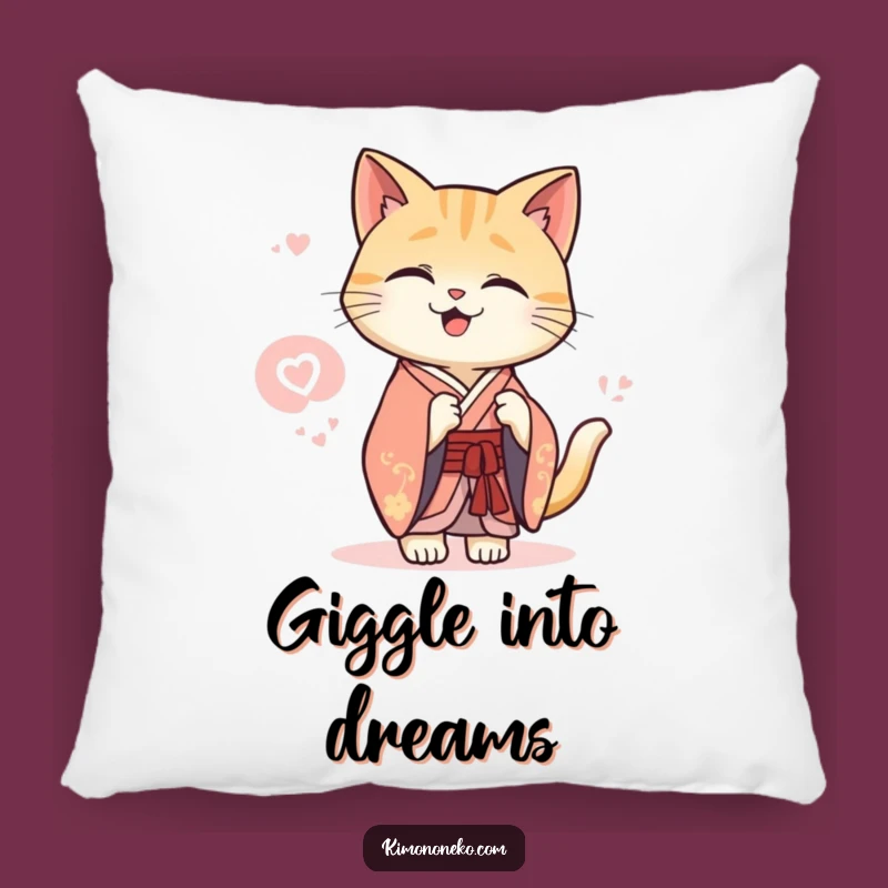 Funny Kawaii Cat Kimono Pillow: Secret Giggle Comfort, Elegant Accent, Cozy Gift