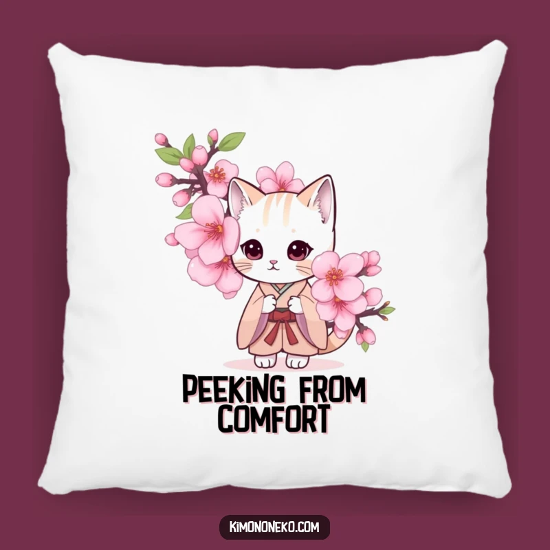 Funny Shy Cat Kimono Pillow: Snuggle Up with Sweetness