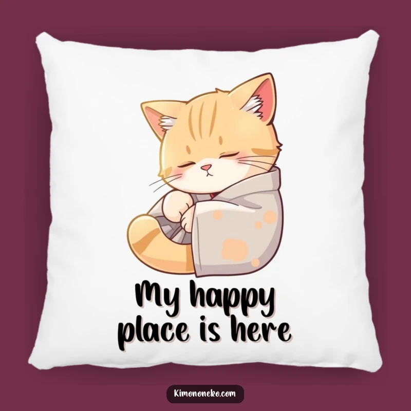 Funny Sleepy Cat Kimono Pillow - Cozy Cat Nap Accent Pillow Gift