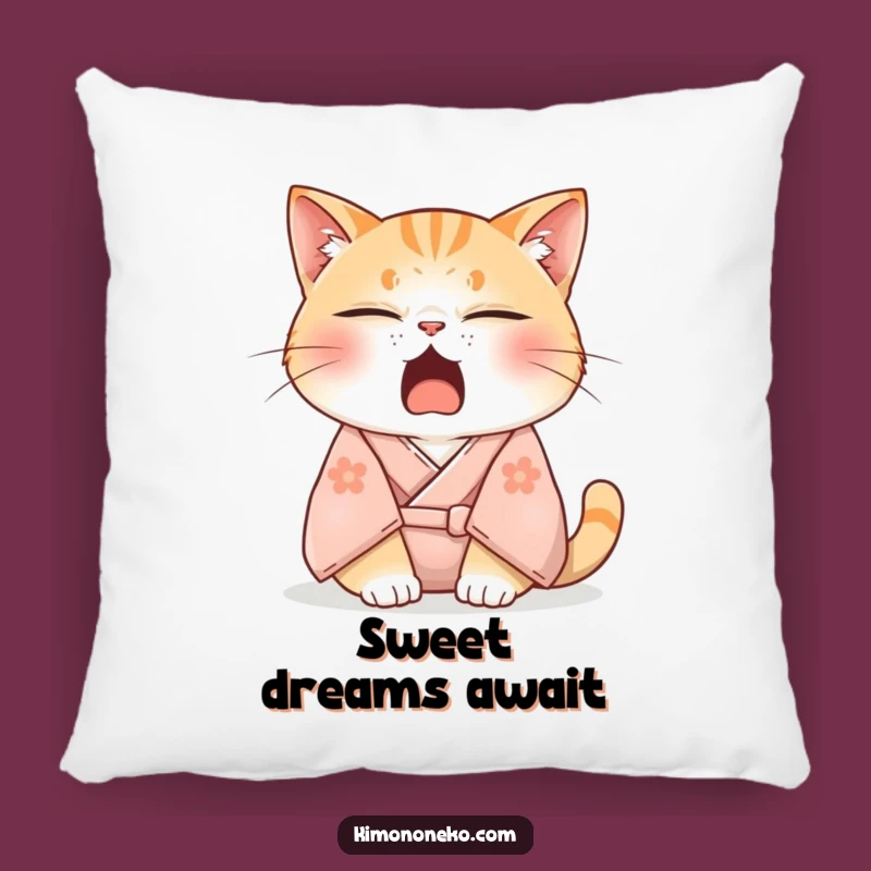 Funny Sleepy Cat Kimono Pillow - Cozy Comfort & Adorable Yawn
