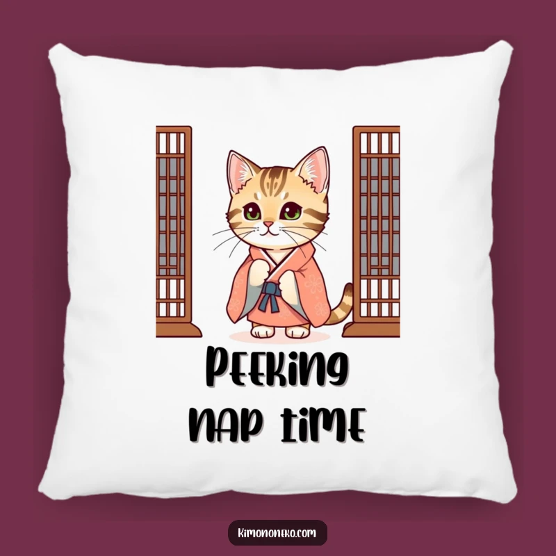 Funny Tabby Cat Kimono Pillow: Cozy Curious Companion, Playful Decor Gift