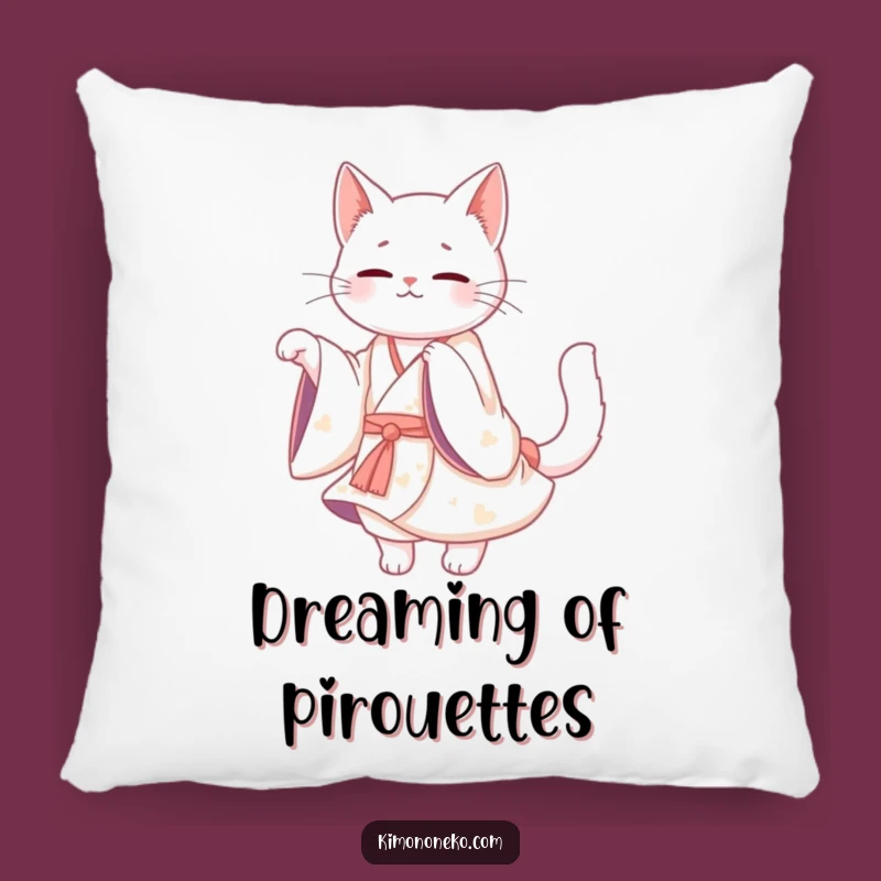 Funny White Cat Kimono Pillow: Soft Kawaii Grace for a Hilarious Gift