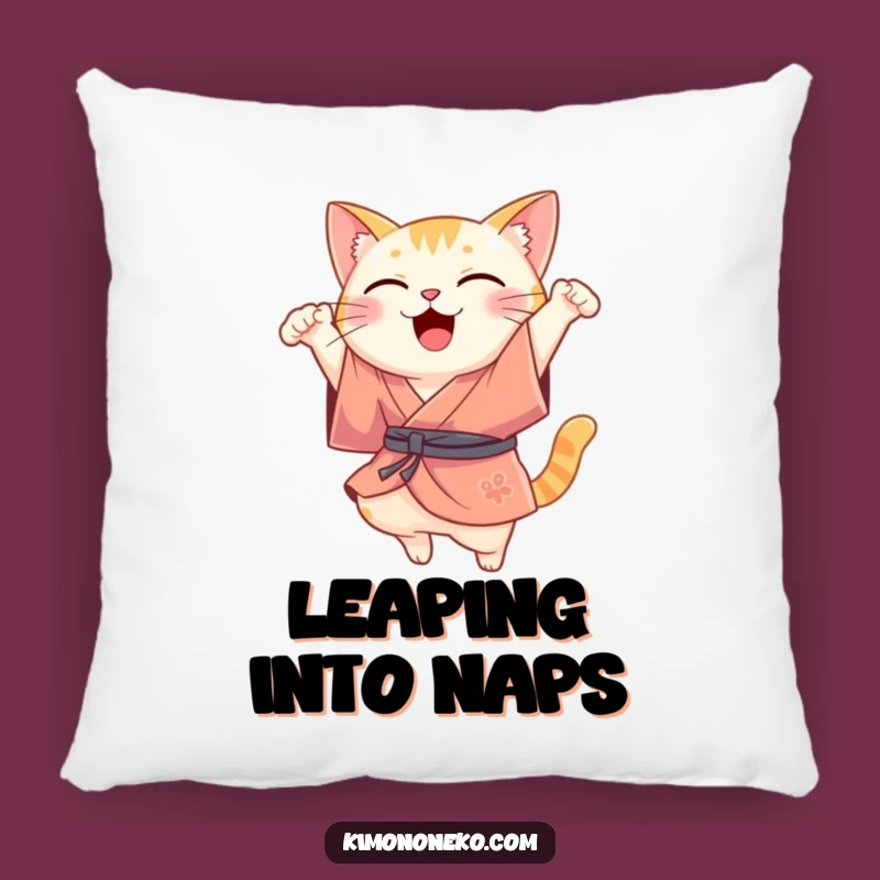 Funny Kawaii Cat Kimono Pillow: Cozy Leap Cushion, Perfect Funny Gift