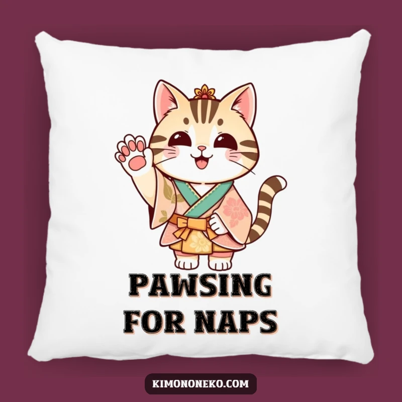 Funny Striped Cat Kimono Pillow - Cuddle Up with Festive Cheer!