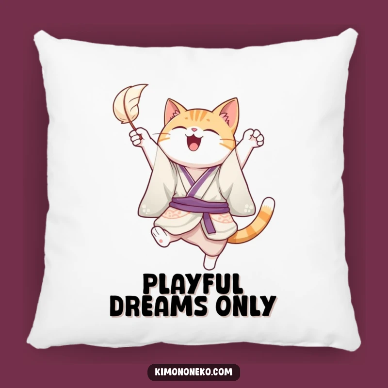 Funny Joyful Cat Kimono Pillow - Cozy Comfort & Playful Spirit