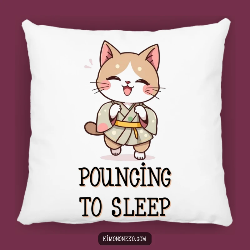 Funny Kawaii Cat Kimono Pillow: Cozy Pounce Cushion, Perfect Funny Gift