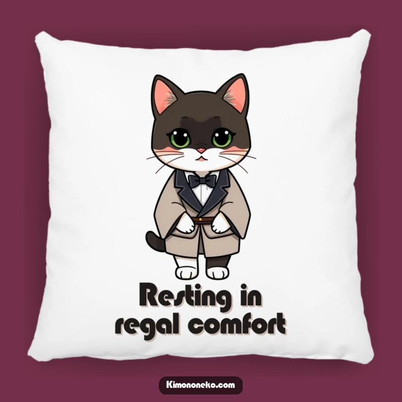 Soft & Funny Tuxedo Cat Kimono Pillow: Elegant Comfort!