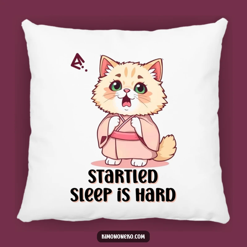 Funny Kawaii Persian Cat Pillow: Cozy Startled Kitty Cushion
