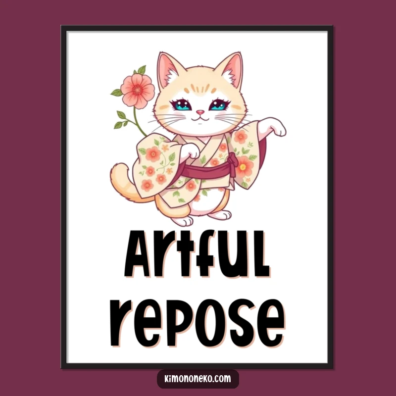 Funny Artistic Cat Kimono Digital Art: Instant Regal Decor