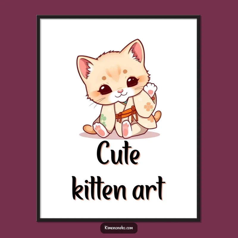 Funny Kitten Kimono Digital Art: Playful Decor, Instant Cuteness Gift