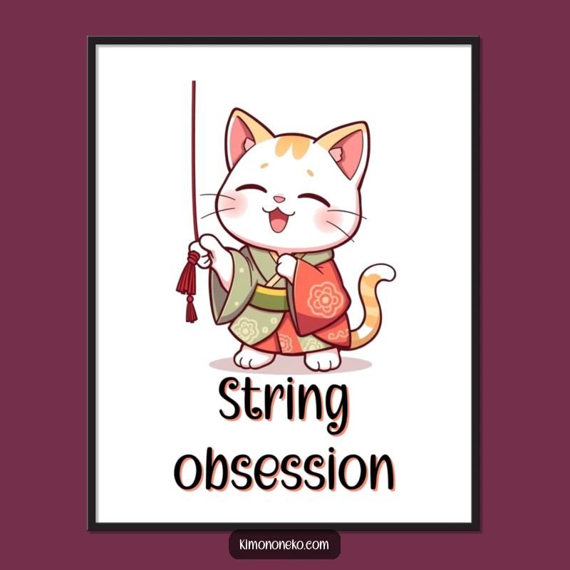 Funny Kawaii Cat Kimono Digital Print: Playful Kitten Art, Instant Funny Decor