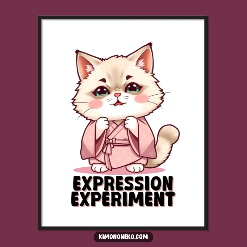 Funny Kawaii Ragdoll Cat Expression Digital Art - Cute Anime Decor