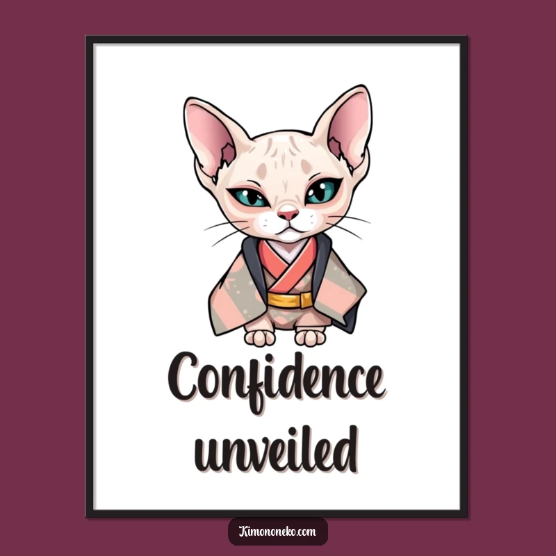 Funny Kawaii Sphynx Cat Wink Digital Art - Cool Anime Decor