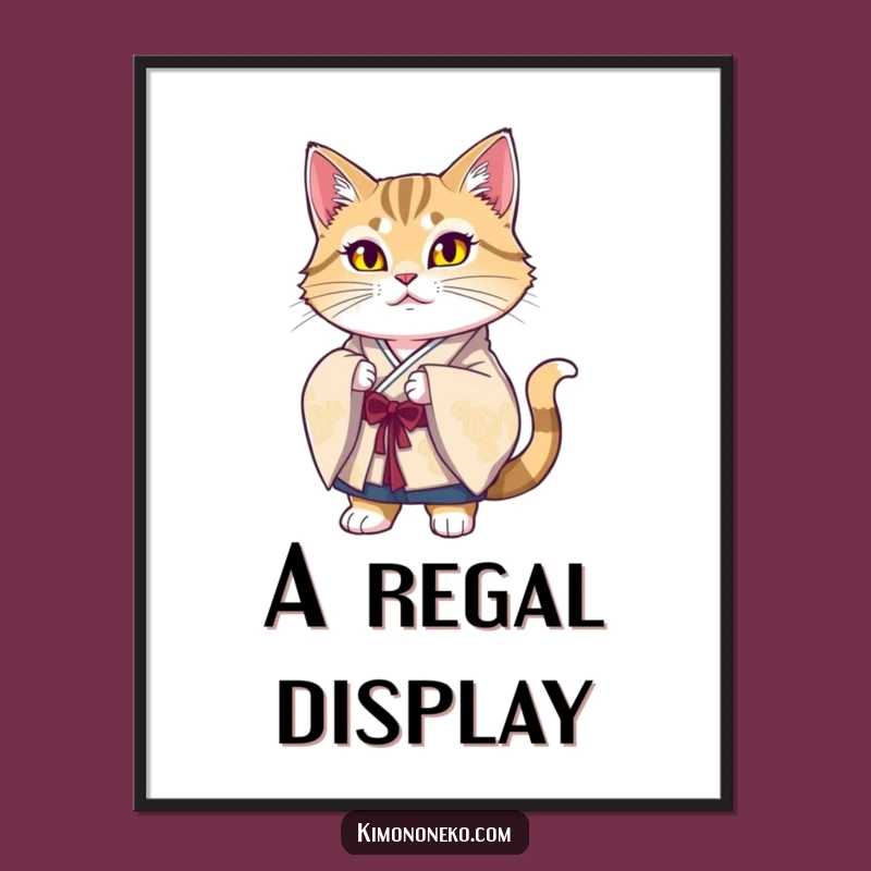 Funny Majestic Cat Kimono Digital Print: Proud Feline Art for Instant Wall Decor Gift