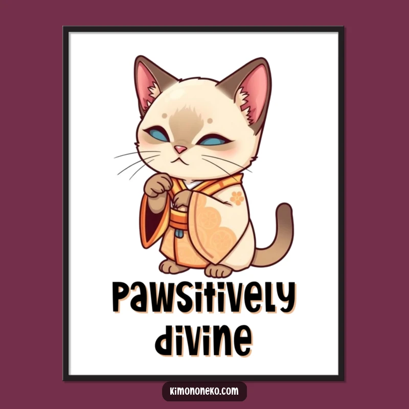 Funny Siamese Cat Kimono Digital Art - Elegant Home Decor!