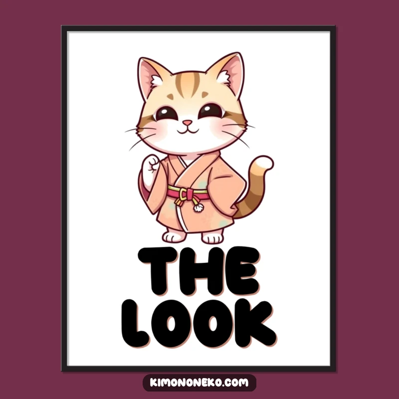 Funny Stylish Cat Kimono Digital Art - Instant Chic Decor
