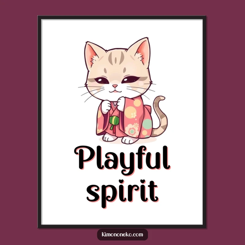 Funny Mischievous Cat Kimono Digital Art: Instant Playful Decor