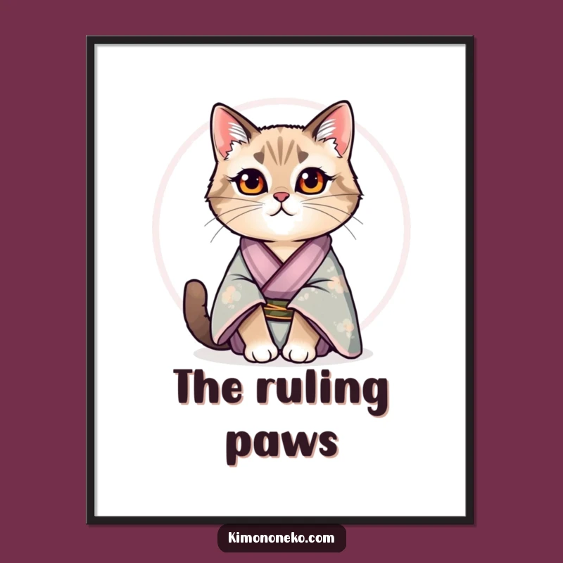 Funny Cat Kimono Digital Art: Regal Kitty Silk Pride - Instant Elegance